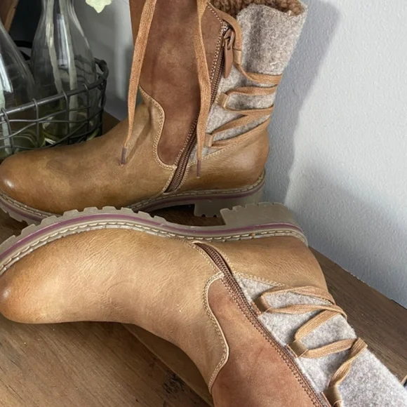 Patrizia Boots By Spring Steps Brown Sherpa Lined Women’s Size 6 - Picture 6 of 12